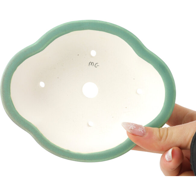 Vaso bonsai Mokko verde medio di Yixing - 135 x 110 x 50 mm