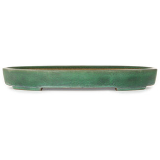  Yamafusa - Takehiko Koie 465 mm  green bonsai pot by Yamafusa, Tokoname, Japan