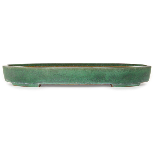 Pot ovale vert pour bonsaï de Yamafusa - 465 x 340 x 57 mm