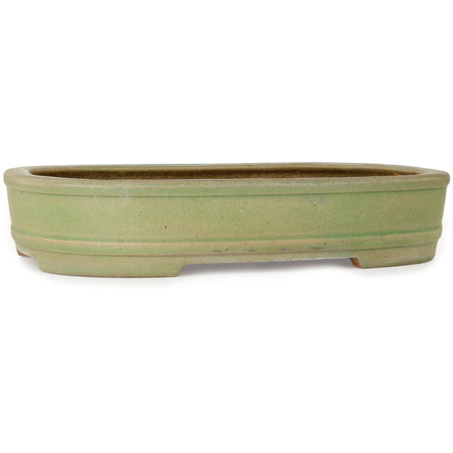 Oval green bonsai pot by Hattori - 442 x 335 x 90 mm