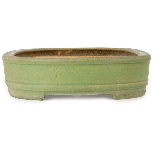 Oval green bonsai pot by Hattori - 442 x 335 x 90 mm