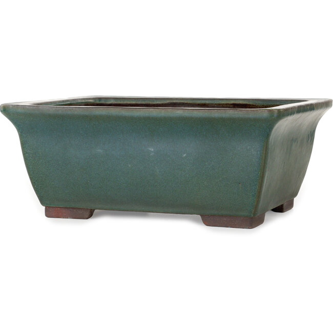 Maceta rectangular verde para bonsái de Yamaaki - 320 x 250 x 125 mm