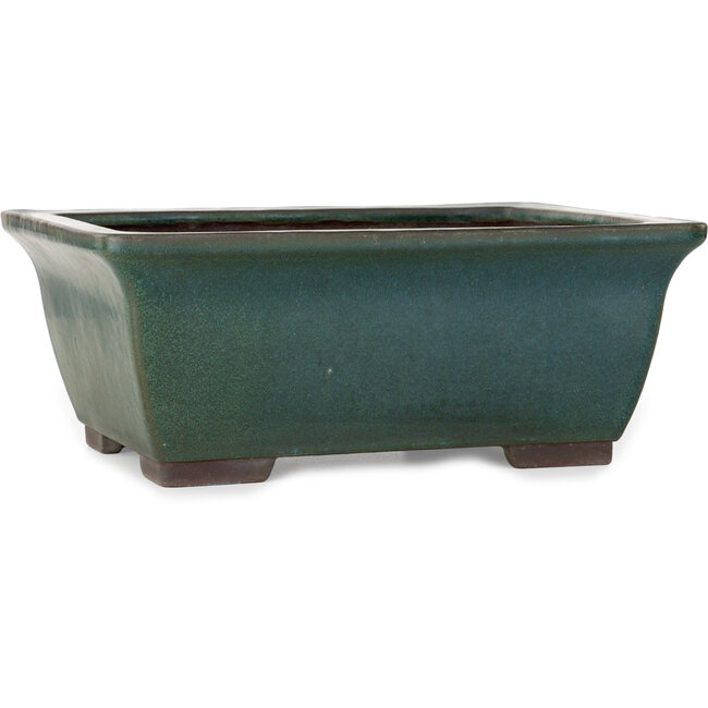 Pot à bonsaï rectangulaire vert de Yamaaki - 320 x 250 x 125 mm