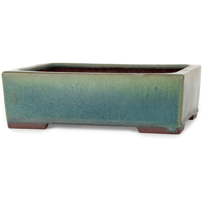 Rectangular green bonsai pot by Yamaaki - 272 x 212 x 85 mm