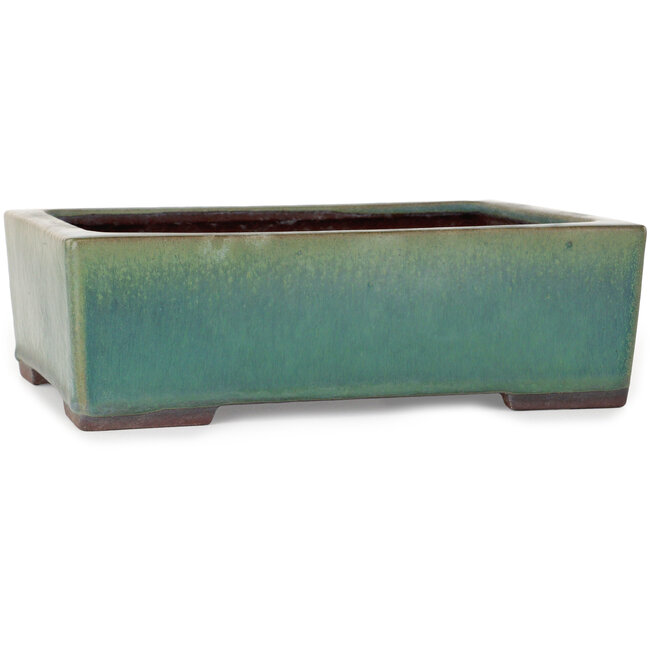 Pot à bonsaï rectangulaire vert de Yamaaki - 272 x 212 x 85 mm