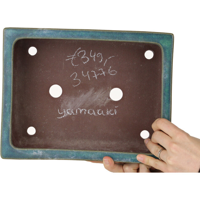 Pot à bonsaï rectangulaire vert de Yamaaki - 272 x 212 x 85 mm