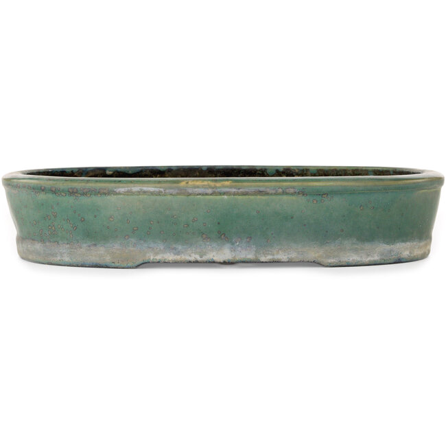 Pot à bonsaï ovale vert par Aiba Koyou - 370 x 325 x 68 mm