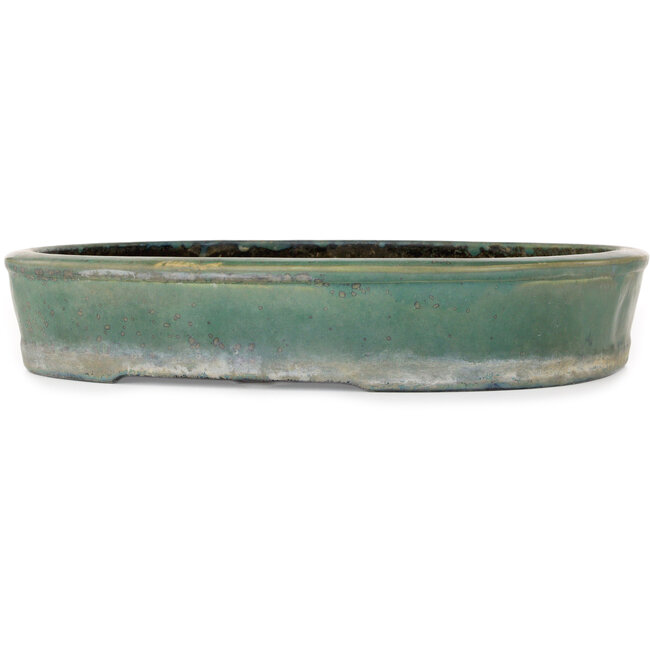 Pot à bonsaï ovale vert par Aiba Koyou - 370 x 325 x 68 mm