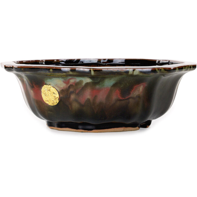 Vaso bonsai Lotus rosso e verde di Heian Kosen - 320 x 320 x 105 mm