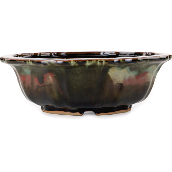 Vaso bonsai Lotus rosso e verde di Heian Kosen - 320 x 320 x 105 mm