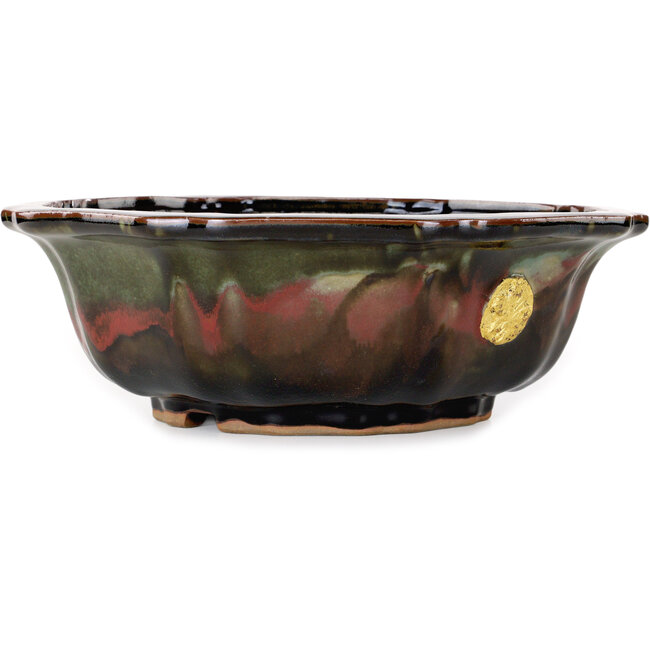 Pot à bonsaï Lotus rouge et vert par Heian Kosen - 320 x 320 x 105 mm