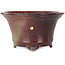 Round red bonsai pot by Shuhou - 302 x 302 x 170 mm