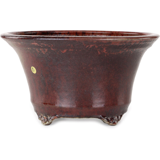 Round red bonsai pot by Shuhou - 302 x 302 x 170 mm