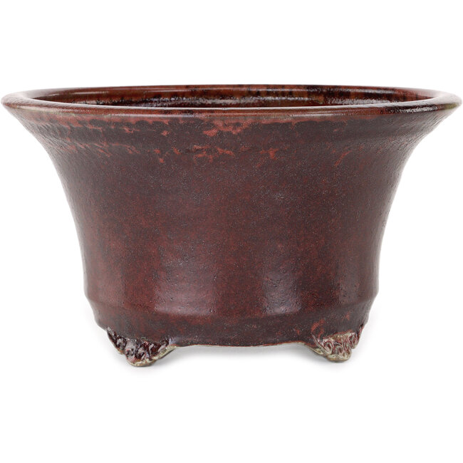 Round red bonsai pot by Shuhou - 302 x 302 x 170 mm