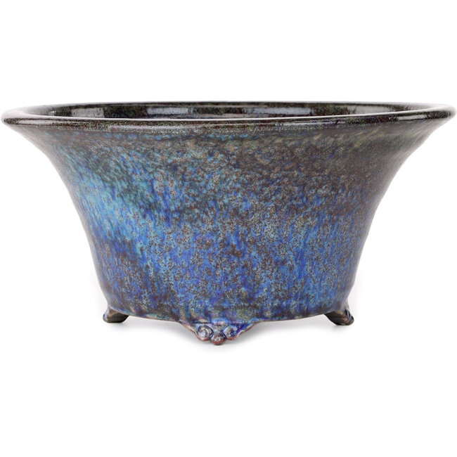 Round red and blue bonsai pot by Shuhou - 302 x 302 x 142 mm