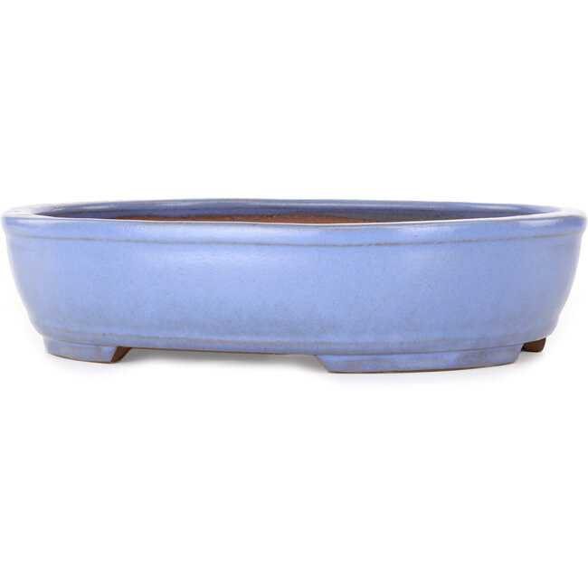 Pot à bonsaï ovale bleu clair de Yamafusa - 308 x 255 x 72 mm