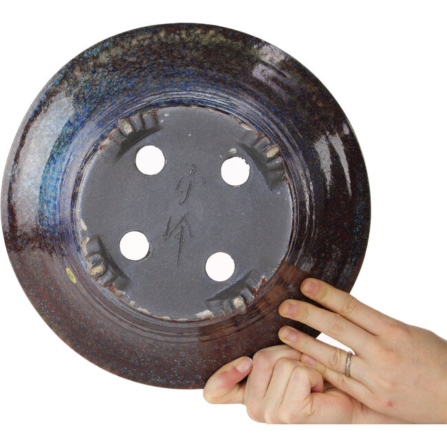 Ronde rood-blauwe bonsaipot van Shuhou - 302 x 302 x 142 mm