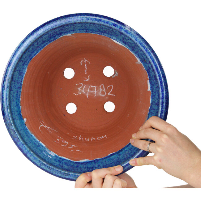Vaso bonsai rotondo blu di Shuhou - 305 x 305 x 170 mm