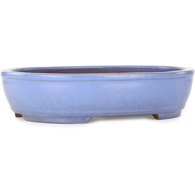 Pot à bonsaï ovale bleu clair de Yamafusa - 308 x 255 x 72 mm