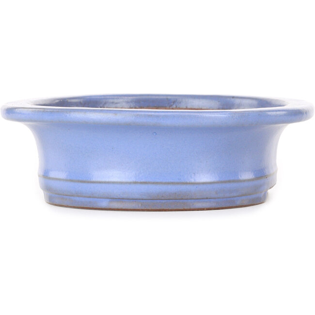 Oval light blue bonsai pot by Yamafusa - 247 x 203 x 62 mm