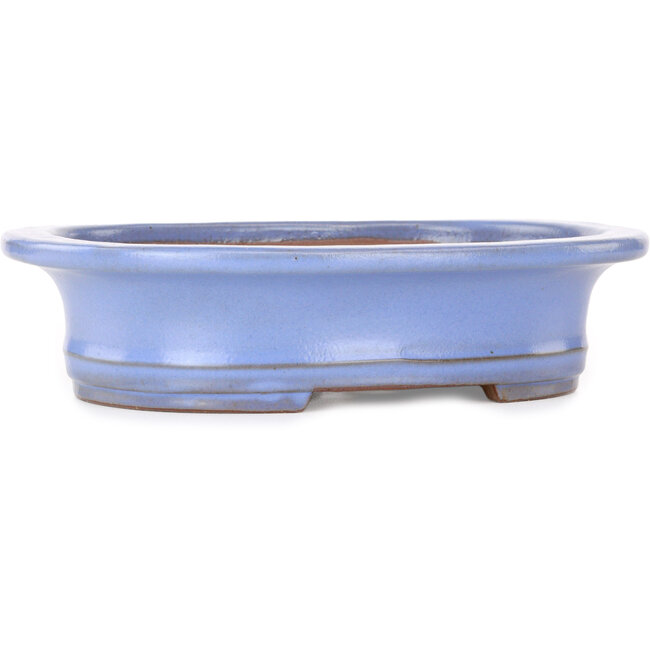 Ovale lichtblauwe bonsaipot van Yamafusa - 247 x 203 x 62 mm