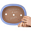 Oval light blue bonsai pot by Yamafusa - 247 x 203 x 62 mm