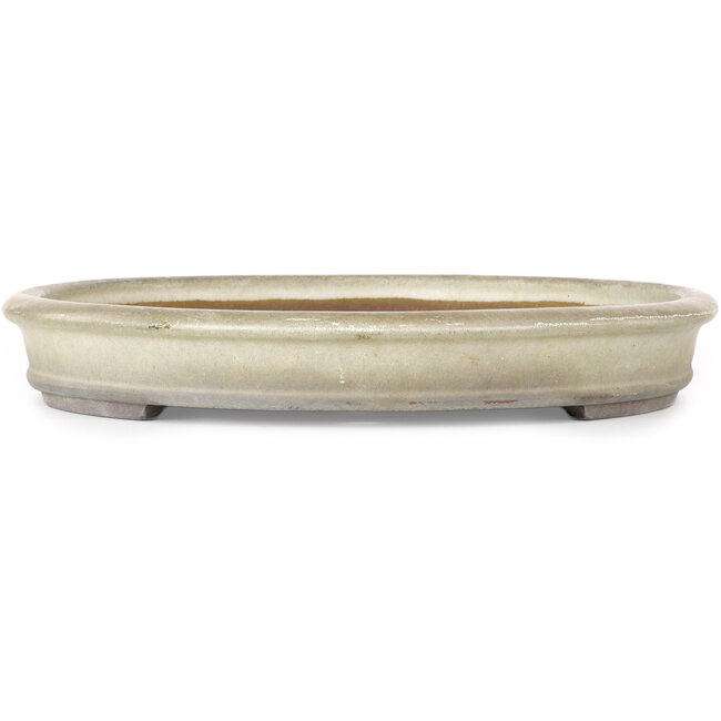 Oval off-white bonsai pot by Hekisui - 560 x 394 x 57 mm