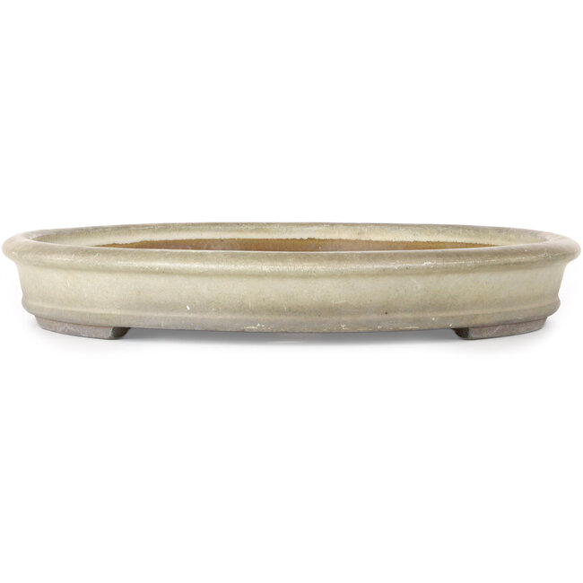 Oval off-white bonsai pot by Hekisui - 560 x 394 x 57 mm