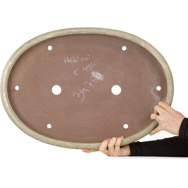 Maceta ovalada para bonsái color blanco hueso de Hekisui - 560 x 394 x 57 mm
