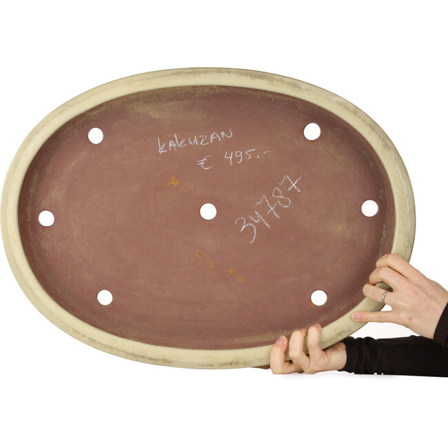 Oval off-white bonsai pot by Kakuzan - 560 x 403 x 70 mm