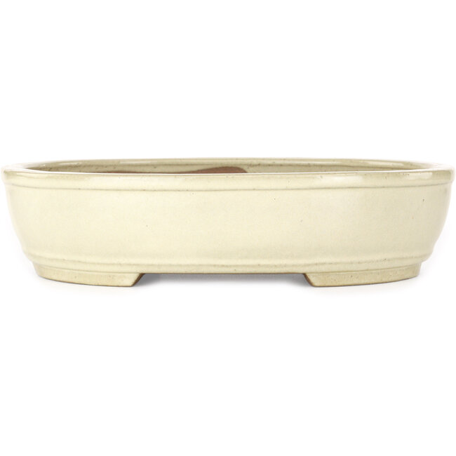 Pot à bonsaï ovale blanc cassé de Yamafusa - 308 x 255 x 75 mm