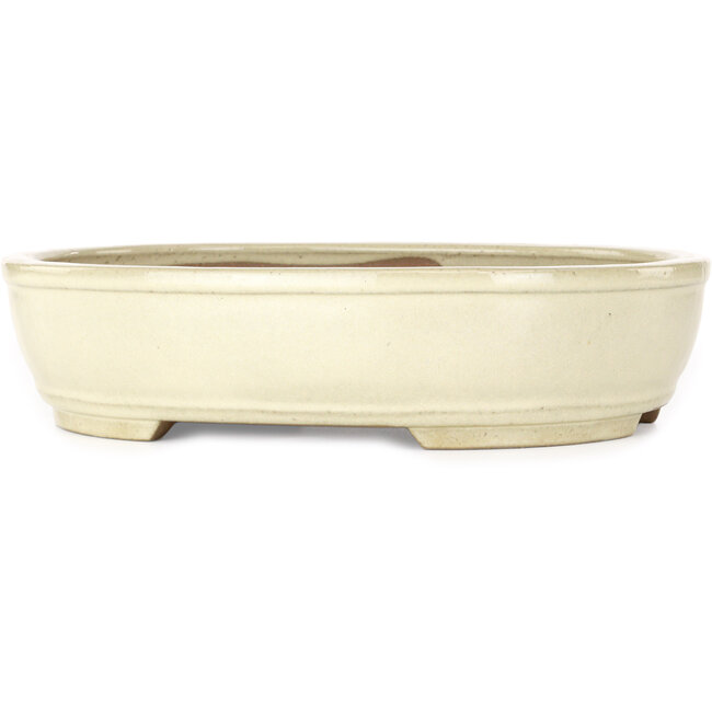 Vaso bonsai ovale bianco sporco di Yamafusa - 308 x 255 x 75 mm