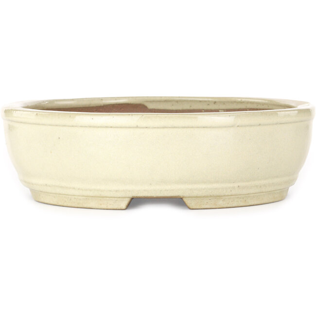 Vaso bonsai ovale bianco sporco di Yamafusa - 308 x 255 x 75 mm