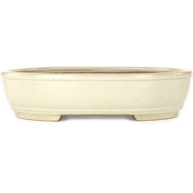 Ovale gebroken witte bonsaipot van Yamafusa - 308 x 255 x 75 mm