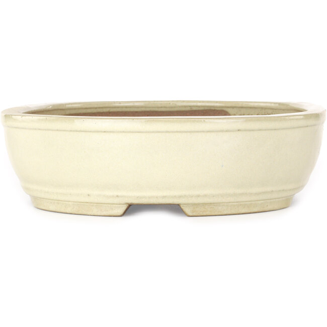 Oval off-white bonsai pot by Yamafusa - 308 x 255 x 75 mm