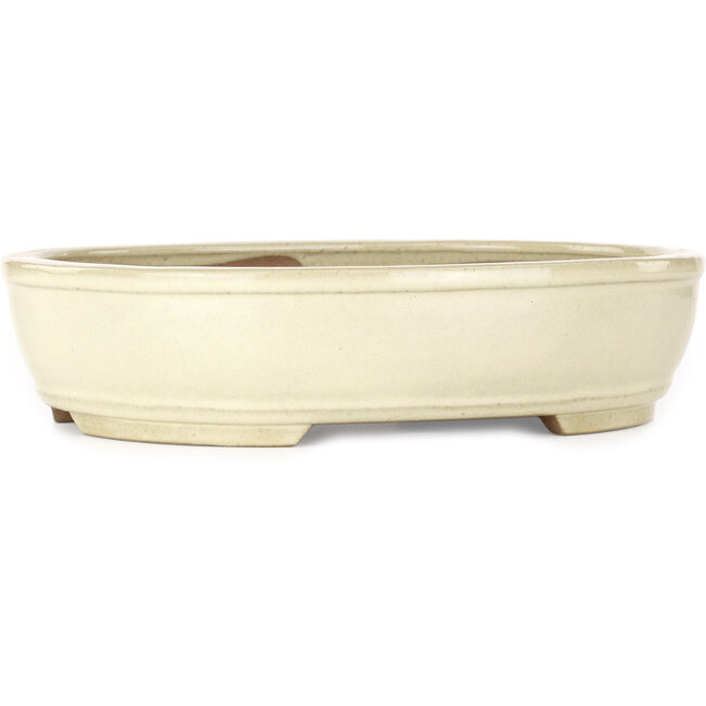 Vaso bonsai ovale bianco sporco di Yamafusa - 308 x 255 x 75 mm