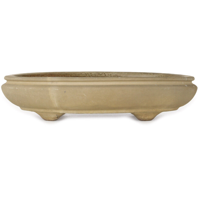 Oval beige bonsai pot by Hattori - 385 x 298 x 85 mm