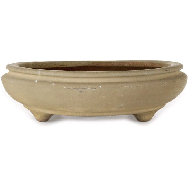 Ovale beige bonsaipot van Hattori - 385 x 298 x 85 mm