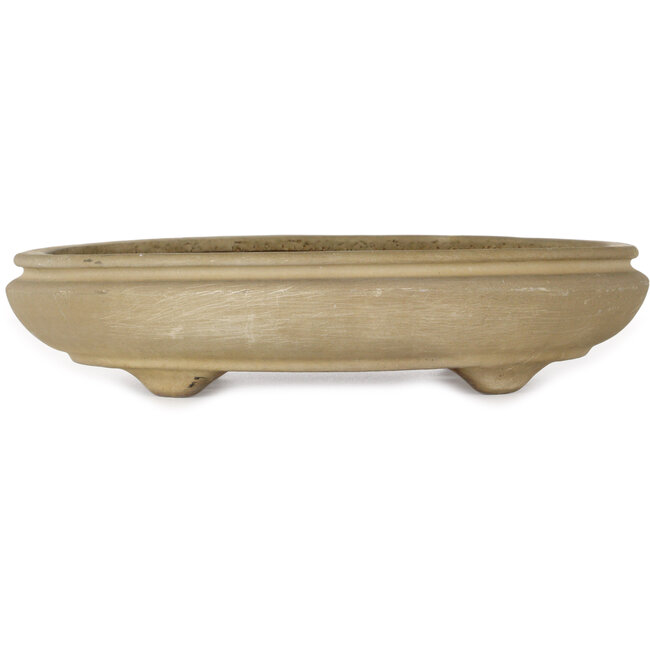 Ovaler, beigefarbener Bonsai-Topf von Hattori – 385 x 298 x 85 mm