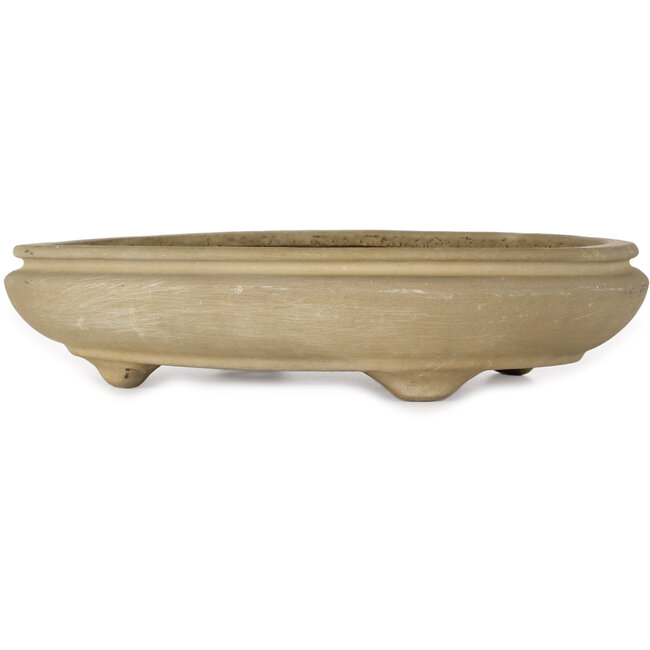 Ovaler, beigefarbener Bonsai-Topf von Hattori – 385 x 298 x 85 mm