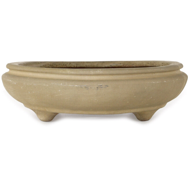 Pot à bonsaï ovale beige de Hattori - 385 x 298 x 85 mm