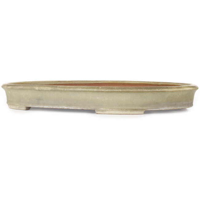 Pot à bonsaï ovale beige de Yamafusa - 550 x 395 x 65 mm