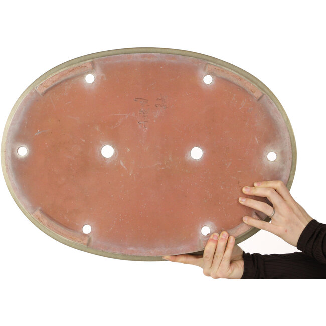 Pot à bonsaï ovale beige de Yamafusa - 550 x 395 x 65 mm