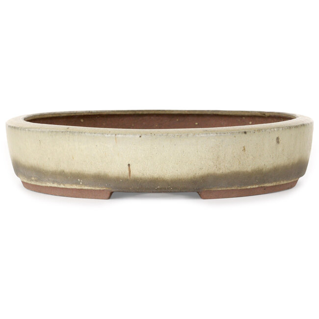 Oval beige bonsai pot by Gyouzan - 345 x 270 x 55 mm
