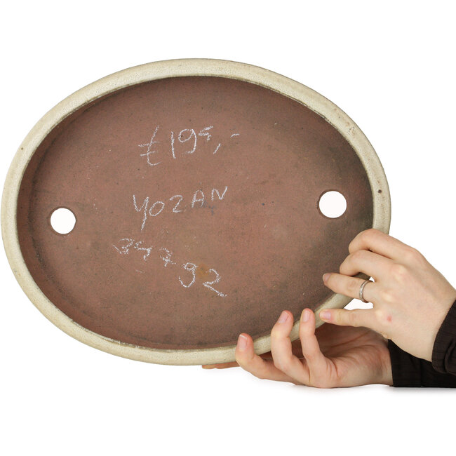 Ovale beige bonsaipot van Gyouzan - 345 x 270 x 55 mm