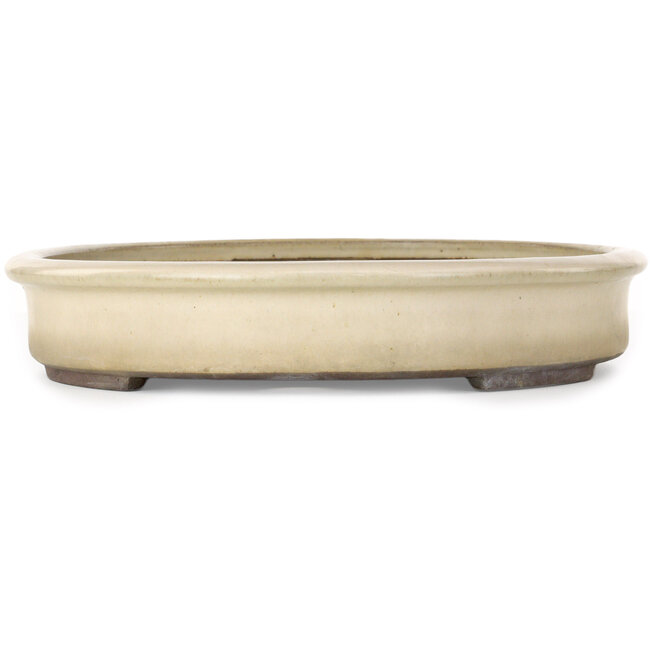 Maceta ovalada color beige para bonsái de Yamaaki - 400 x 315 x 55 mm