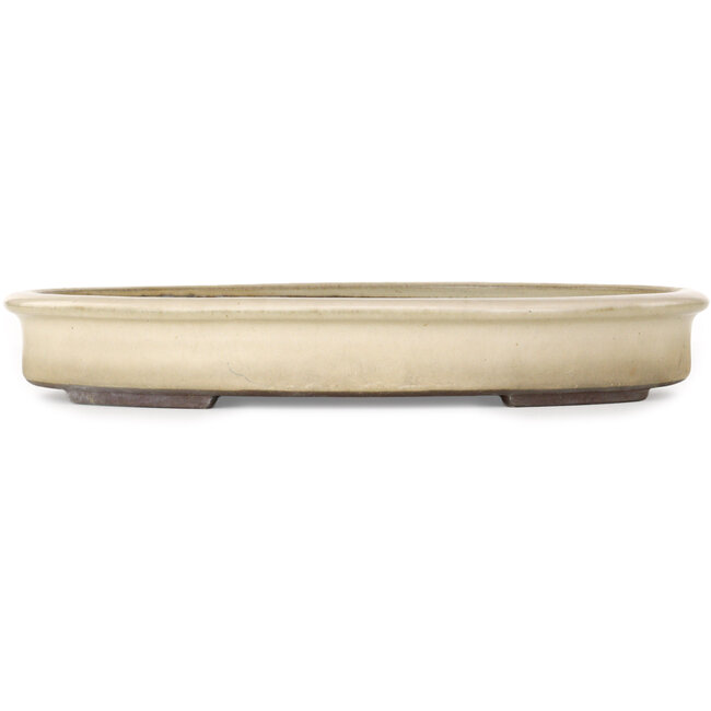 Maceta ovalada color beige para bonsái de Yamaaki - 400 x 315 x 55 mm