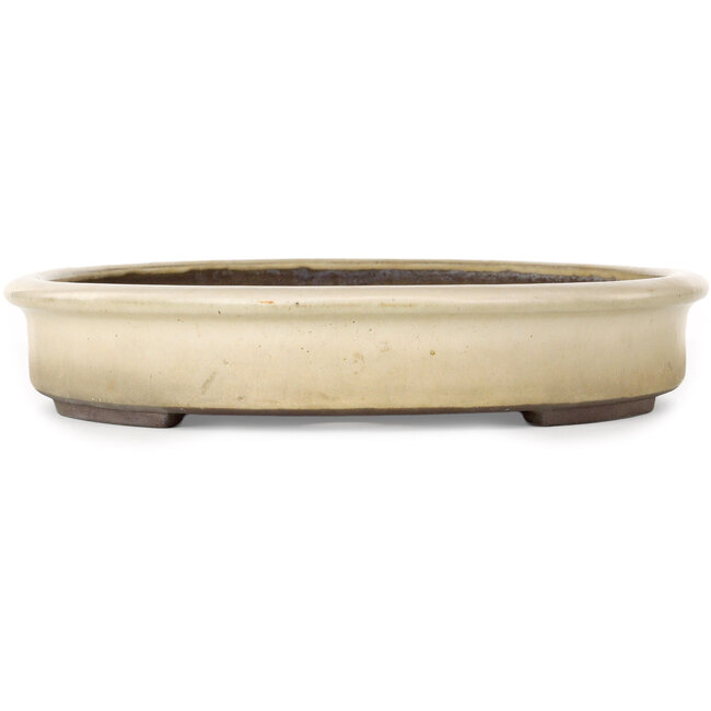 Oval beige bonsai pot by Yamaaki - 400 x 315 x 55 mm