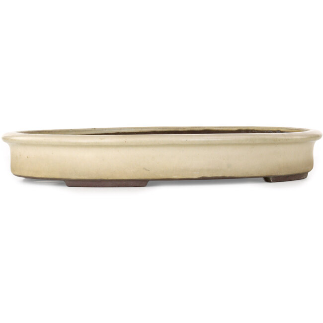 Maceta ovalada color beige para bonsái de Yamaaki - 400 x 315 x 55 mm