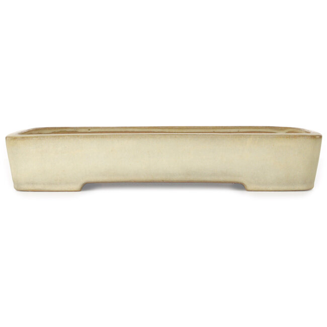 Maceta rectangular color beige para bonsái de Yamafusa - 410 x 305 x 70 mm